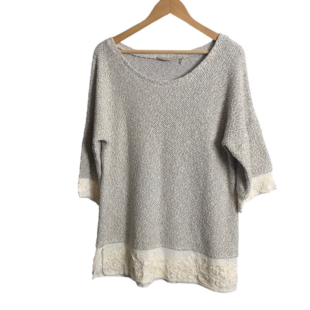 Soft Surroundings Medium‎ Starboard Embroidered Trim Pullover Tunic Sweater